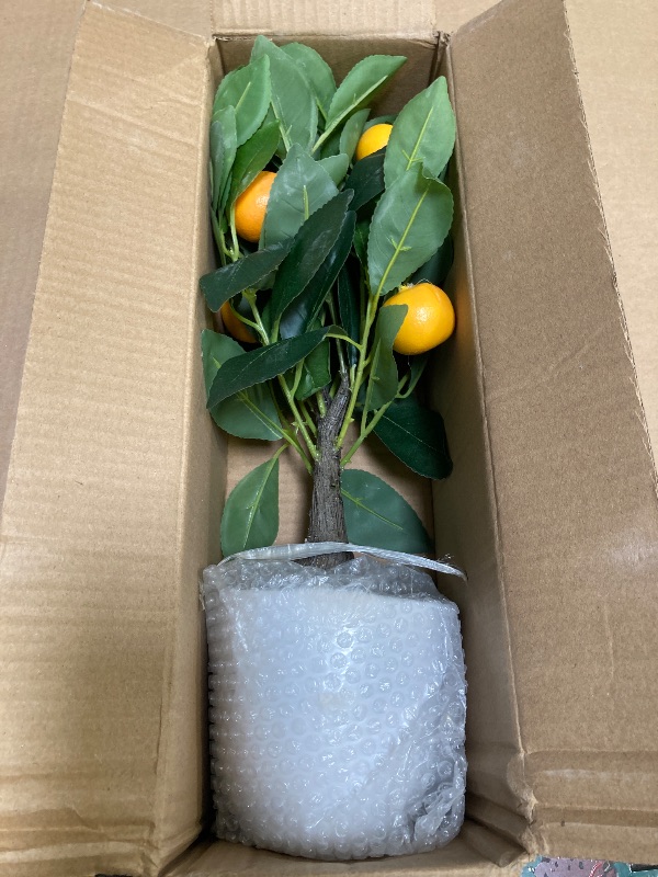 Photo 1 of Artificial Potted Plants 16.1 inches Fake Orange Tree Artificial Citrus Fruit Plant with White Pot Faux Plants Indoor for Home,Office, Living Room Table, Desk