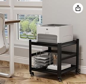 Photo 1 of Printer Stand with Wheels,2-Tier Printer Table with Adjustable Storage Shelf for Home Office,Rolling