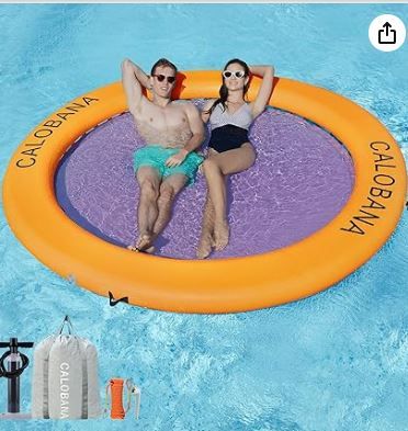 Photo 1 of Round Floating Ring Inflatable Water Hammock Heavy Duty River Floats Lake Raft for Adults Tanning Pool Lounger Float Island Platform Pad Mat for Party
