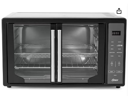 Photo 1 of Oster Air Fryer Oven, 10-in-1 Countertop Toaster Oven Stainless Steel French Doors