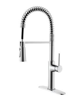 Photo 1 of Polished Chrome Kitchen Faucets,Commercial High Arc Single Handle Kitchen Faucets with Pull Down Sprayer for Farmhouse Resist Stainless Professional Pre-Rinse