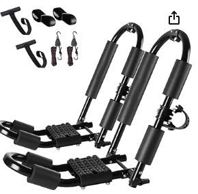 Photo 1 of Kayak Roof Rack, 2 Pair J-Bar Roof Rack, Folding Adjustable Rack, Heavy Duty Kayak Roof Carrier 2 Kayak, Canoe, SUV, Surfboard on SUV, Car and Truck Crossbar 