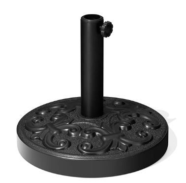 Photo 1 of Crestlive Products Patio Umbrella Base, Heavy Duty Table Umbrella Base, Round Cement Market Umbrella Stand for Outdoor, Deck, Lawn, Garden, Flower Decorative Pattern (30 Pounds)