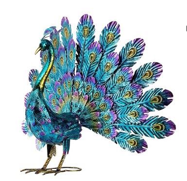 Photo 1 of Alpine Corporation - 23" Tall Outdoor Metallic Peacock Tail Spread Yard Statue – Vibrant Garden Sculpture for Patio, Lawn, or Entryway (Multicolor)
