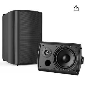 Photo 1 of STUDIOFINIX 6.5 Inches Indoor Outdoor Bluetooth Speakers Waterproof Wired Wall Mount Active Speakers 400 Watt for Patio Garage,Deck,Backyard (Black)
