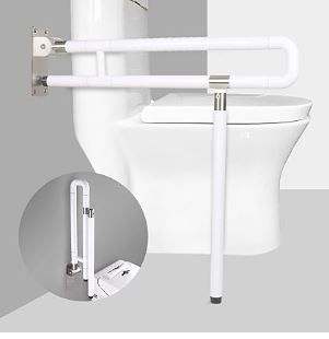 Photo 1 of 29.5 Inch Foldable Toilet Grab Bars, Bathroom Stainless Steel Handrails with Paper Holder, Handicapped Flip-Up Handles, Senior Safety Rails, Wall Mounted Hand Grips, for Elderly, Disabled, Pregnant
