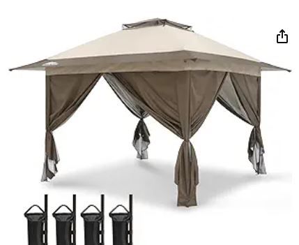 Photo 1 of EAGLE PEAK 13x13 Pop Up Gazebo with 4 Wall Panels, Easy Up Canopy for Patio and Backyard, Easy Set up Outdoor Gazebo (Beige/Brown)