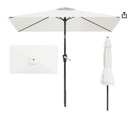 Photo 1 of 6.5' x 10' Rectangular Patio Umbrellas for Outdoor, Outdoor Table Umbrella, Large Outdoor Patio Umbrellas with 6 Sturdy Ribs for Market, Garden, Pool (Cream-white)
