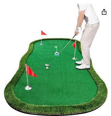 Photo 1 of Golf Putting Green Indoor Outdoor Putting matt Professional Training Mat Practice Putting Mat with 3 Flags 1 Movable Cup 2 Slope Pad 5x10ft
