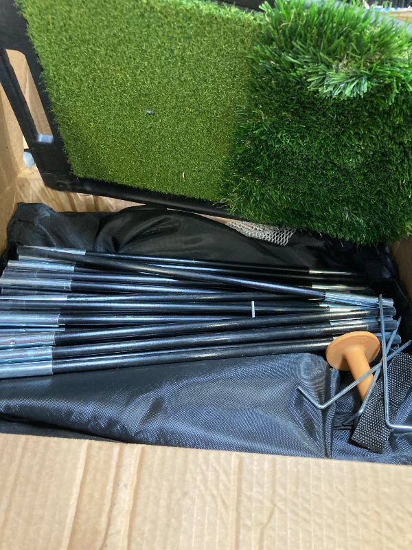 Photo 1 of Golf Net: 10x7ft Golf Hitting Practice Net for Backyard, Indoor or Outdoor Driving Chipping Swing Training and Equip Non-Slip Heavy-Duty Base Hitting Mat, Ideal Gifts for Dad Husband Men Fathers Day