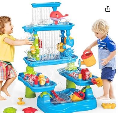 Photo 1 of Dolanus 5-Tier Water Table for Toddlers with Beach Toy, Sand Activity Sensory Playset, Summer Outdoor Outside Pool Backyard Toys for Kids Baby 3 4 5 8 Year Old, Toys for Ages Boys Girls Gift
