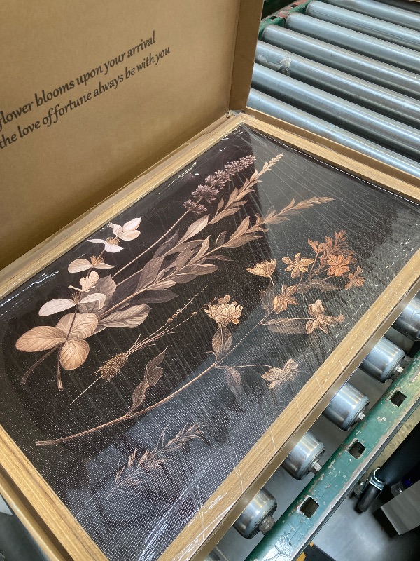 Photo 1 of Kousne Dark Botanical Canvas Wall Art Vintage Moody Floral Prints with Wood Frame Dark Academia Aesthetic Gallery Painting Wall Decor for Living Room Bedroom or Office 16x24 Inch Set of 2