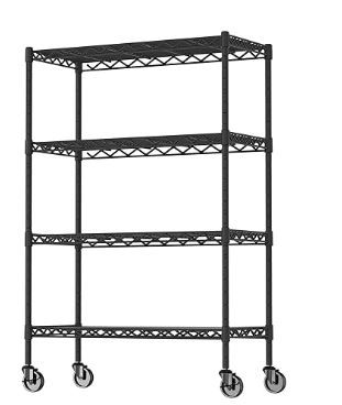 Photo 1 of 4-Shelf Adjustable Heavy Duty Storage Shelving Unit on 4 Wheel Casters, Metal Organizer Wire Rack for Laundry Bathroom Kitchen Pantry Closet, Black