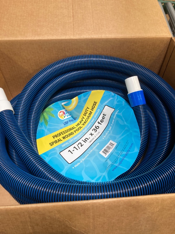 Photo 1 of U.S. Pool Supply Pool Vacuum Hose - 1-1/2" x 36' Professional Heavy Duty Pool Hose for Inground, Spiral Wound with Kink-Free Swivel Cuff - Connect to Vacuum Heads, Skimmer, Cleaner, Filter Pump Inlet