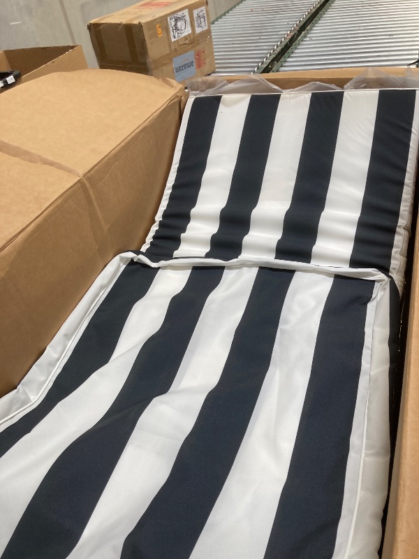 Photo 1 of  Outdoor Lounge Chair Cushions Patio Chaise Lounge Replacement Cushions Furniture Seat Cushions(Black+White Stripes )