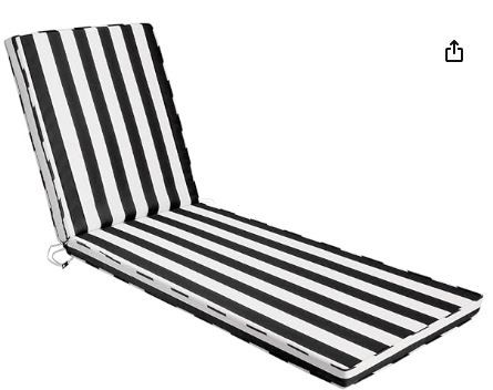 Photo 1 of  Outdoor Lounge Chair Cushions Patio Chaise Lounge Replacement Cushions Furniture Seat Cushions(Black+White Stripes )