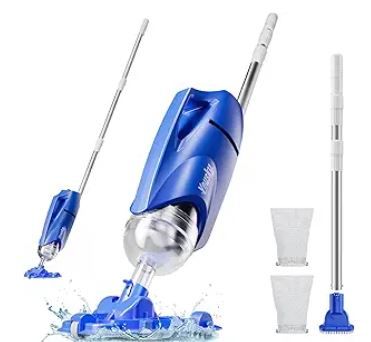 Photo 1 of 2025 Upgraded Handheld Pool Vacuum Cleaner for Above Ground & Inground Pools - Cordless Pool Cleaner w/18.5GPM Suction, Telescoping Pole(20-69in), 2 Brush Heads - Ideal for Spas & Hot Tubs