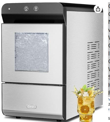 Photo 1 of Gevi V2.0 Countertop Gemi Nugget Ice Maker with Viewing Window | Self-Cleaning Pebble Ice Machine | Open and Pour Water Refill | Stainless Steel Housing | 16.7''H Fits Under Wall
