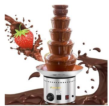 Photo 1 of Commercial Chocolate Fountain 5 Layers 18Lbs Large Chocolate Fondue Tower Stainless Steel Hot Chocolate Waterfall for Nacho Cheese Knob Control