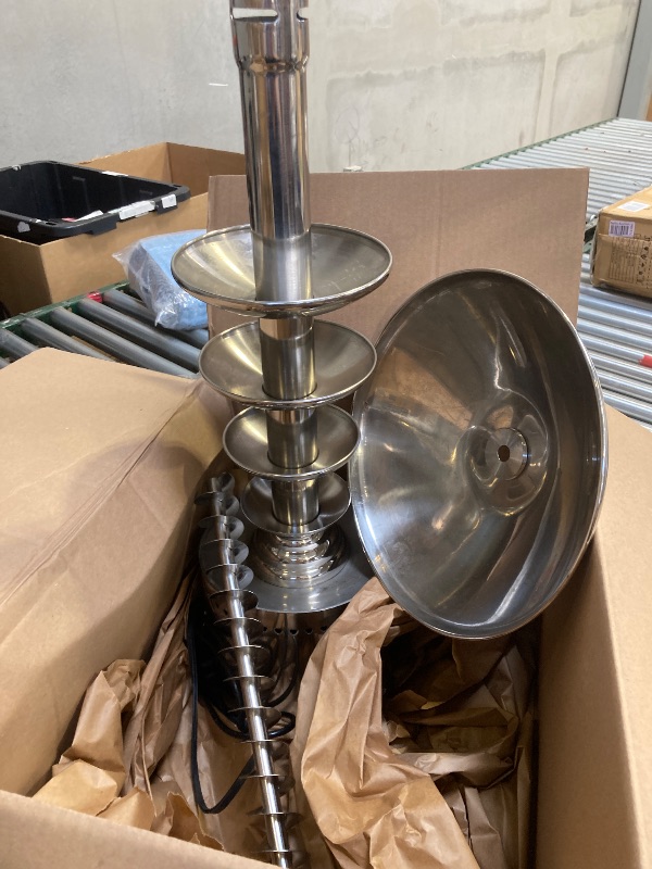 Photo 1 of Commercial Chocolate Fountain 5 Layers 18Lbs Large Chocolate Fondue Tower Stainless Steel Hot Chocolate Waterfall for Nacho Cheese Knob Control
