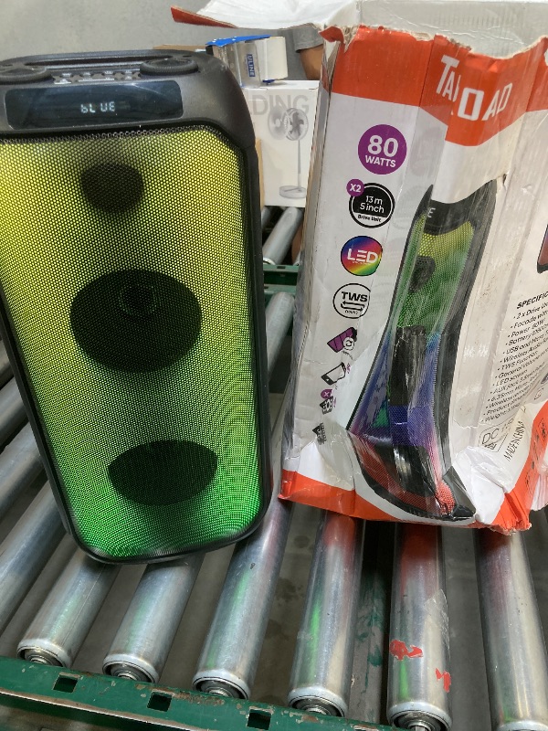 Photo 1 of Bluetooth Speaker, 80W Peak Outdoor Speakers Bluetooth Wireless, TWS Portable Party Speakers with Subwoofer, Deep Bass, LED Colorful Lights, Loud Stereo Sound Boombox for Home, Camping, Travel
