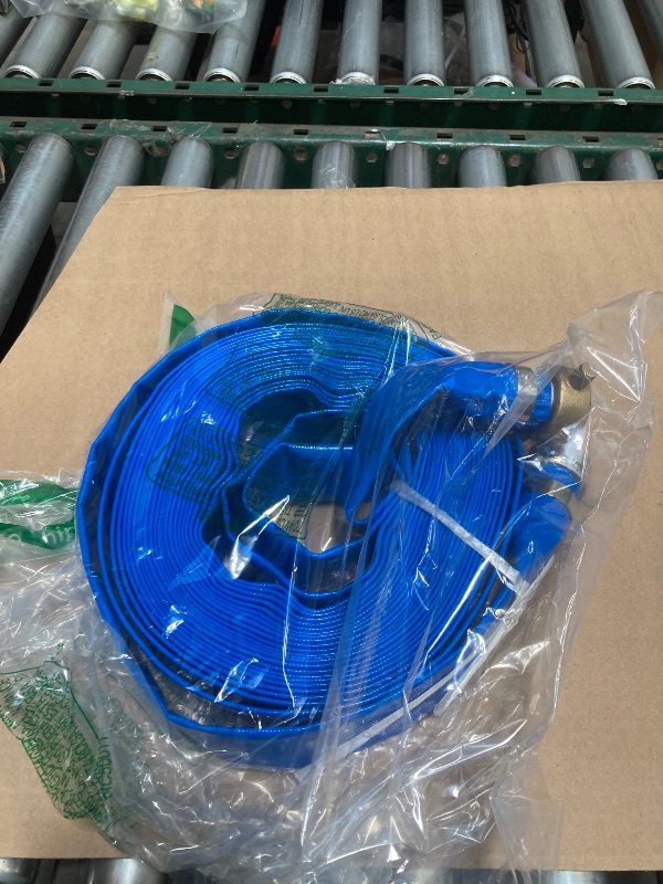 Photo 1 of 1-1/4" x 50? PVC Lay Flat Water Pump Discharge Hose With Aluminum Pin Lug Fittings, Heavy Duty Reinforced Pool Backwash Hose Assembly