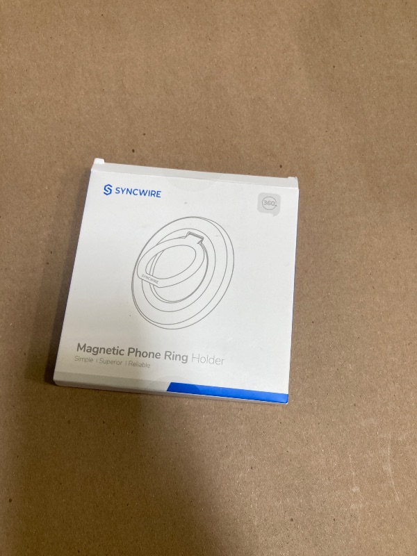 Photo 1 of Magnetic Phone Ring Holder for MagSafe, Syncwire Magnetic Phone Ring Grip Finger Kickstand with Two-Sided Magnets Compatible with iPhone 16 Pro Max 15 14 13 12, Android, MagSafe Accessories, White
