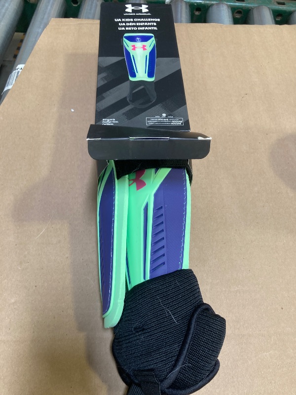 Photo 1 of UA Challenge Shin Guard YTH Matrix Green/Cobalt M