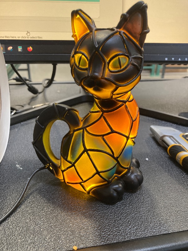 Photo 1 of Vintage Cat Lamp Resin Night Light, Cute Animal Table Lamp with Stained Glass-Style Finish, Warm Cat Night Light for Bedroom, Artistic Home Decor & Gift for Animals Lovers
