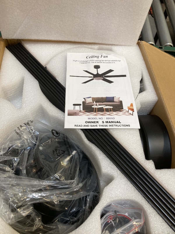 Photo 1 of Goniyado 52" Black Ceiling Fans with Lights and Remote, Indoor Ceiling Fans with Quiet DC Motor, Dimmable 6 Speeds Reversible,Modern LED Ceiling Fan for Bedroom Kitchen