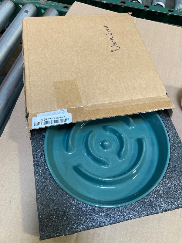 Photo 1 of Havniva 8.2inch Ceramic Slow Feeder Dog Bowl for Medium and Large Breed, Puzzle Dog Food Dish, Anti-Gulping, Pet Slow Feeder, Stop Bloat, Preventing Choking (Single Bowl-Dark Green)