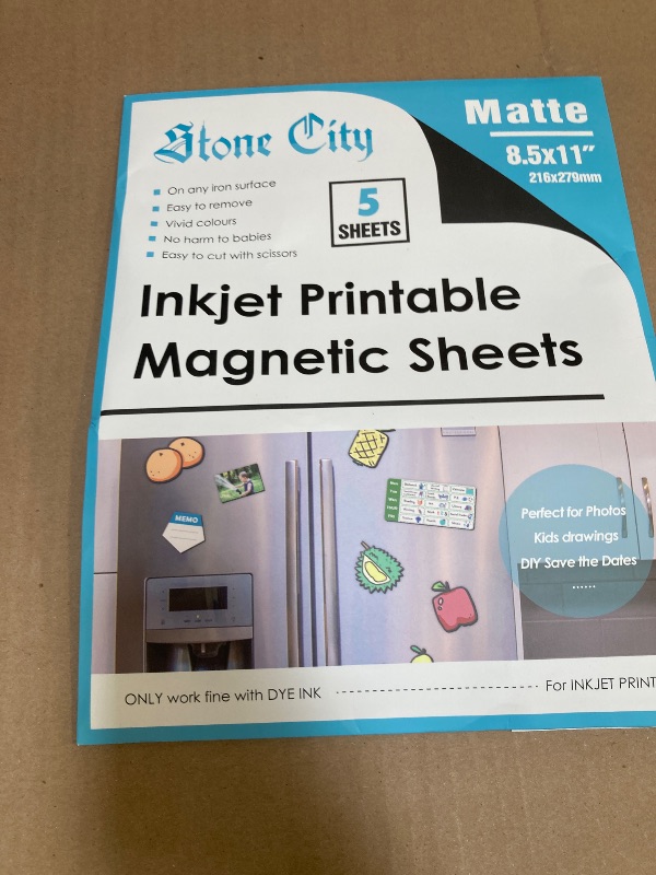 Photo 1 of Stone City Printable Magnetic Sheets 8.5x11 Inch, 5 Sheets Matte Magnet Paper Sheet for Inkjet Printer, Flexible Magnetic Printer Paper for Fridge, DIY Crafts