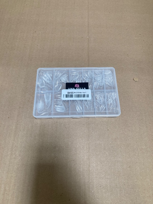 Photo 1 of UNA GELLA Short Almond Fake Nails 216pcs Pre-shape Gel Acrylic Nail Tips for Full Cover Nail Extension Home DIY Nail Salon 12 Sizes Gelly Tips