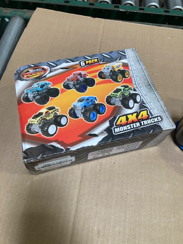 Photo 1 of Team Power Monster Trucks Toys for Boys and Girls, 4-Wheel Drive Friction Powered 6-Pack Push and Go Toy Cars with Giant Wheels, 360° Crazy Stunts, Age 3, 4-7 and Above [Amazon Exclusive] (6 Pack)