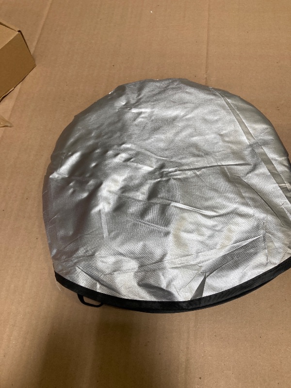 Photo 1 of Foldable 2 Piece Car Windshield Sun Shade Cover, Auto Sun Shield Heat Protector for Front Window, Car Sunscreen UV Reflector Protect Dashboard Seat from Fade and Crack, Medium 28x31 inches
