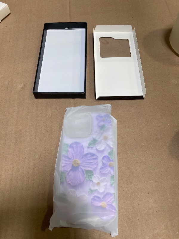 Photo 1 of KANGHAR Flowers Phone Case for iPhone 14 Pro Max Case with Ring Holder Stand for Women Girls, Cute Retro Oil Painting Printed Colorful Floral Pattern Protective Cover with Kickstand, Purple & White