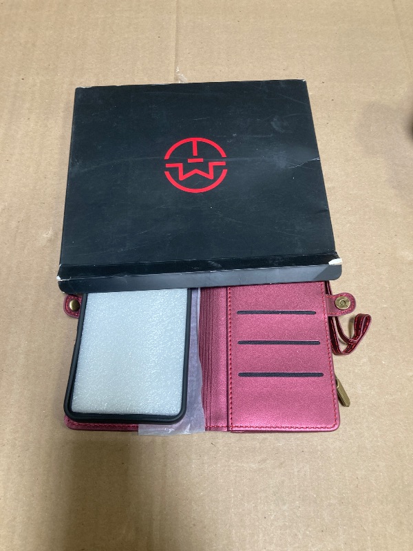 Photo 1 of Defencase Compatible with Samsung Galaxy S24 FE Case Wallet with RFID Blocking Card Holder for Women, PU Leather Magnetic Snap Flip Zipper Strap Wallet Phone Case for Galaxy S24 FE 5G 6.7", Wine Red