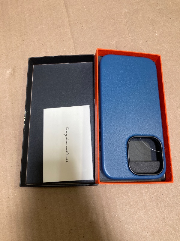 Photo 1 of SHIELDON Case for iPhone 15 Pro 5G 6.1" 2023, Genuine Leather, Wireless Charging, Magnetic, Slim, Anti-Scratch, Shock-Absorbent Cover with Metal Buttons Compatible with iPhone 15 Pro - Royal Blue