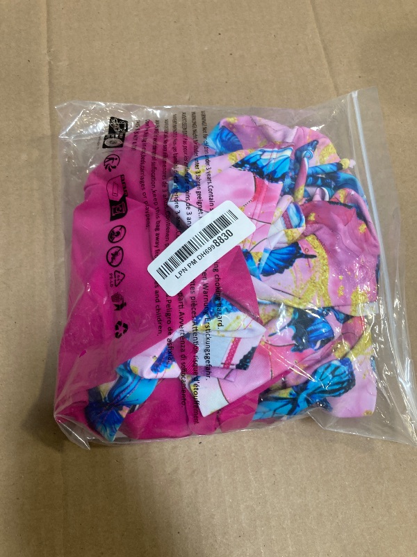 Photo 1 of 5t 6t Girls Butterflies Swimsuit Two Pieces Cute Ruffle Dark Pink Bathing Suits 5t 6t Breathable Rash Guard Swimwear UPF 50+ Sun Protection Set Zip Up Long Sleeve Shirt Swimming for Vacation Blue