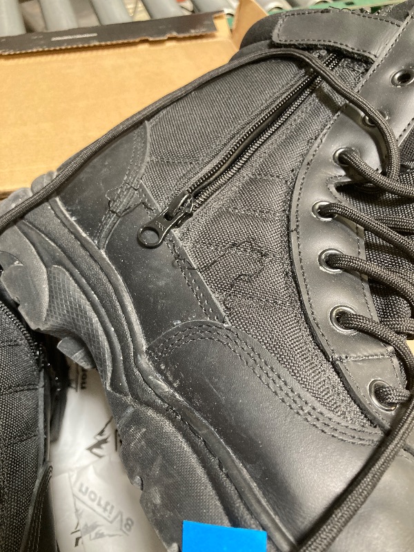 Photo 1 of NORTIV 8 Mens Military Tactical Work Boots Side Zipper Leather Outdoor 8 Inches Motorcycle Combat Boots Size 11 M US Trooper, Black-8 Inches