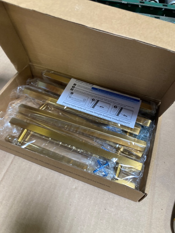 Photo 1 of Ravinte 10 Pack Gold Cabinet Handles 6-3/8 Inch Brushed Brass Square Cabinet Pulls Gold Hardware for Kitchen Cabinets - 8-4/5 Inch Total Length