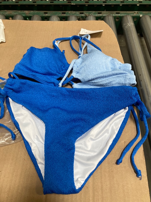 Photo 1 of MEDIUM-B2prity Women's Sexy Bikini Set Color Block Lace Up 2 Piece Bathing Suit Tie Side Swimsuit