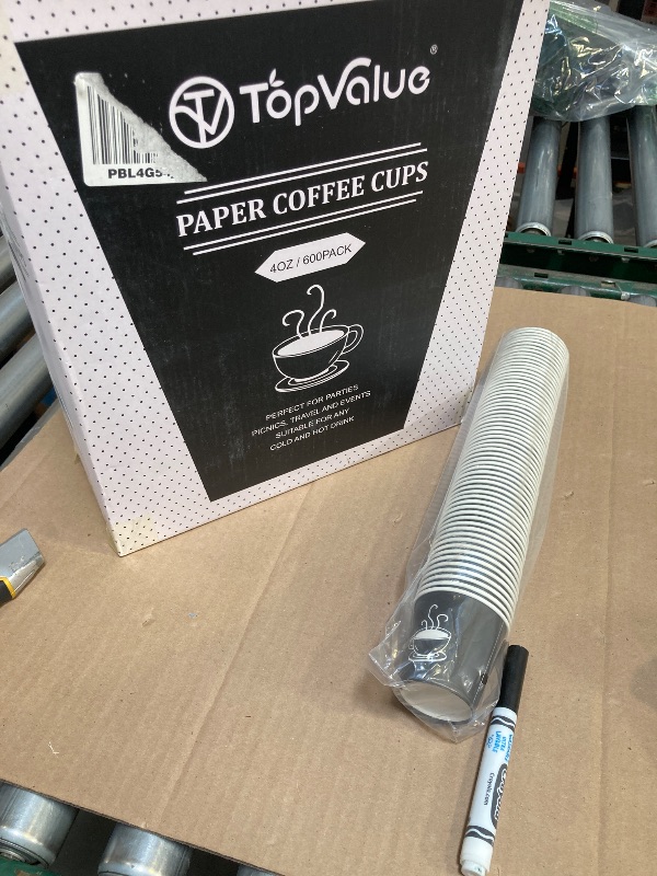 Photo 1 of TV TOPVALUE 600 Pack 4 oz Paper Cups, Small Disposable Coffee Cups, Paper Espresso Cups, Hot/Cold Drinking Cups for Party, Picnic, Travel and Events