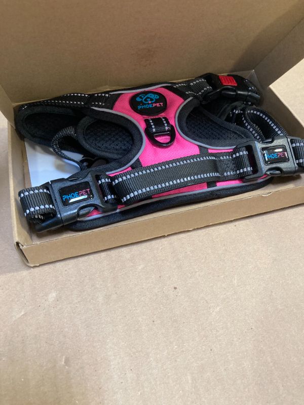 Photo 1 of PHOEPET No Pull Dog Harness Medium Reflective Front Clip Vest with Handle,Adjustable 2 Metal Rings 3 Buckles,[Easy to Put on & Take Off](M, Pink)