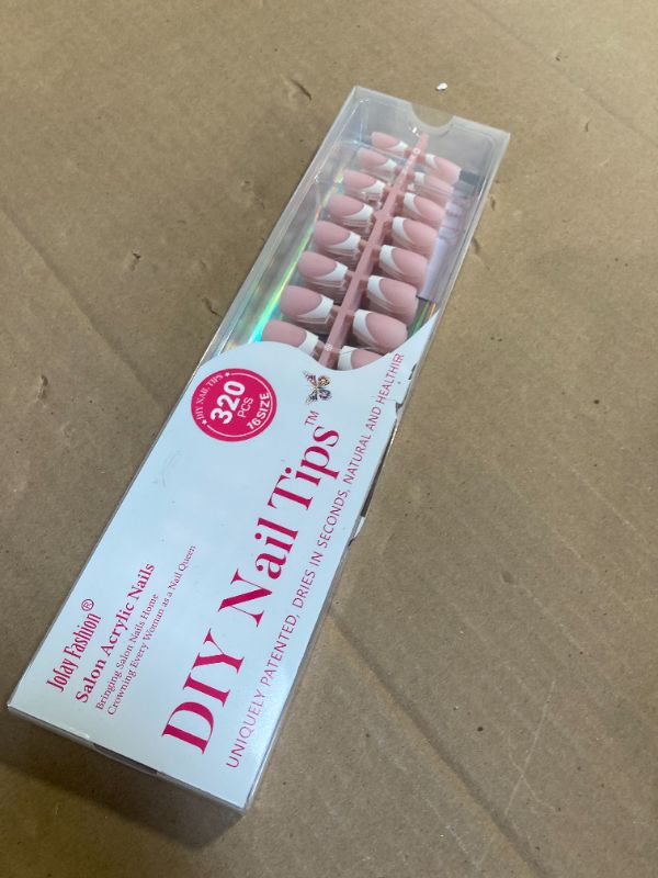 Photo 1 of French Gel Nail Tips - Jofay Fashion 320 Pcs Short French Tip Press on Nails, 3 in 1 Medium Coffin Nail Tips, No Need to File Acrylic Fake Nails for Nail Art DIY & Nail Extension, 16 Sizes