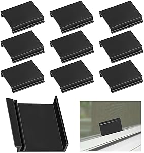 Photo 1 of Window Screen Pull Tabs Replacement Window Screen Lift Tabs Clip System for Flat Spline, Window Screen Spline Channel Pull Lift Tabs, Window Screen Frame Center Brace Repair Parts, Black Vinyl,10 PCS
