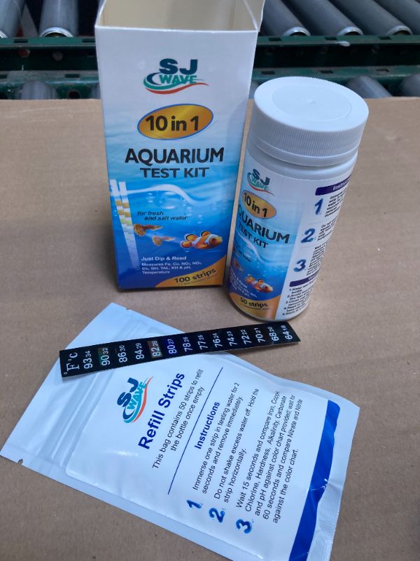 Photo 1 of 10 in 1 - Aquarium Test Strips | 100 Fast & Accurate Strips | Fish Tank Aquariums Water Test Kit & ebook | Aquarium Thermometer | Fish Tank Water Testing Kit for Fresh & Saltwater | Versatile Usage
