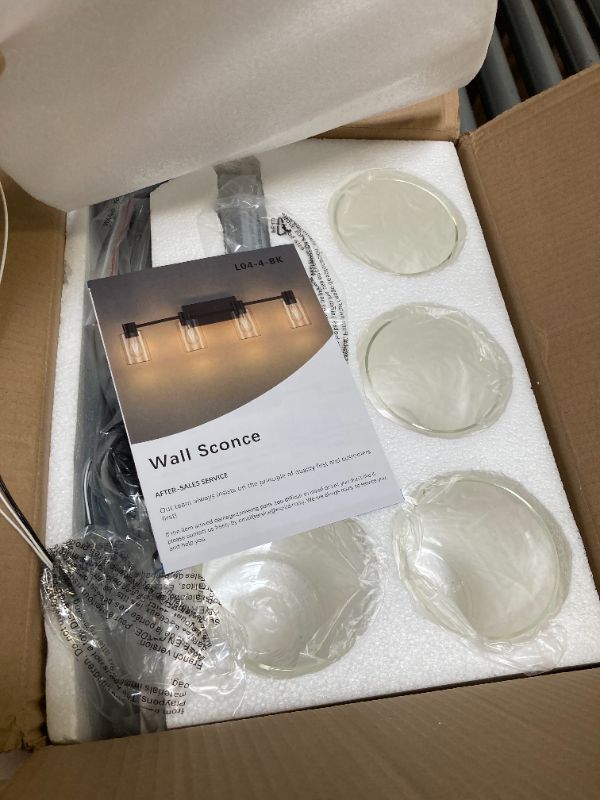 Photo 1 of Esfos 4-Light Modern Vanity Light Fixtures Over Mirror, Chrome Bathroom Light Fixtures, Vanity Lights, Wall Sconce with Clear Glass Shade for Bathroom, E26 Base