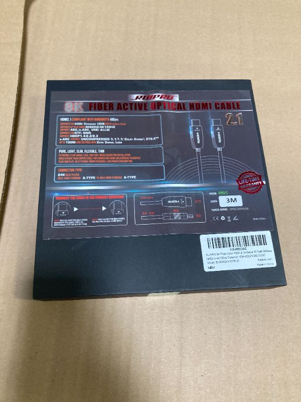 Photo 1 of RUIPRO 8K Fiber Optic HDMI 2.1b Cable 10 Feet 48Gbps 8K60Hz 4K120Hz Dynamic HDR HDCP2.2/2.3 for RTX4080/4090/3080/3090, Xbox S/X, PS5/4, AVR, Projector, LG/Samsung/Sony TV