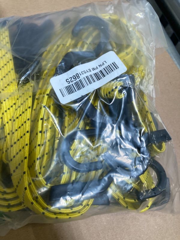Photo 1 of 6 Pcs 48 Inch Flat Adjustable Bungee Cords with Hooks, 3X Faster to Adjust The Length, Lucky Straps Black/Yellow Heavy Duty Bungee Straps for Cargo, Bike, Cart, Tent, Truck, Camping, Outdoor, etc